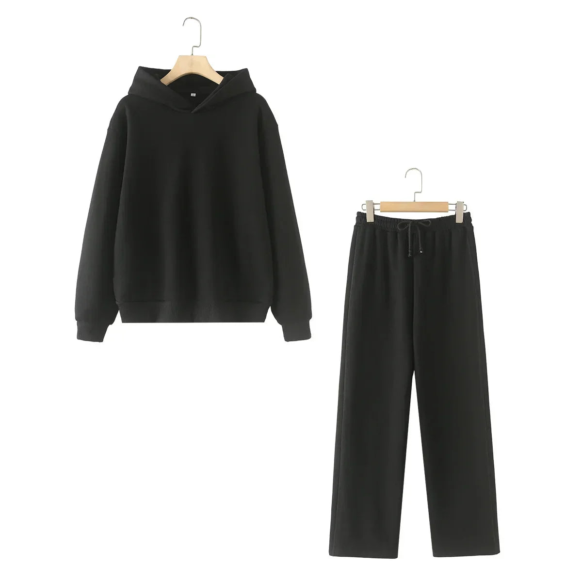 Tracksuits Set Woman 2024 Winter Cotton Solid Women's Suits Wide Baggy Pants Sportswear Women Sweater 2 Piece Set Women Outfits