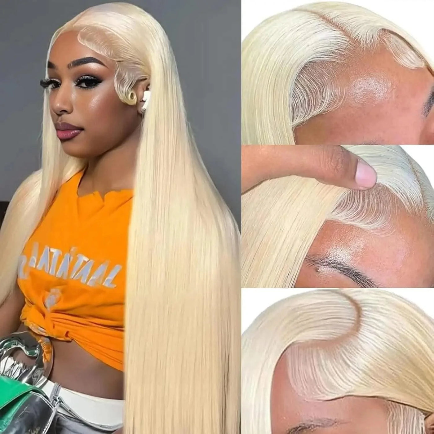 13x6 Bone Straight  Lace Frontal Honey Colored Human Hair Wig 613 Blonde Transparent Lace Front Closure Wigs for Black Women