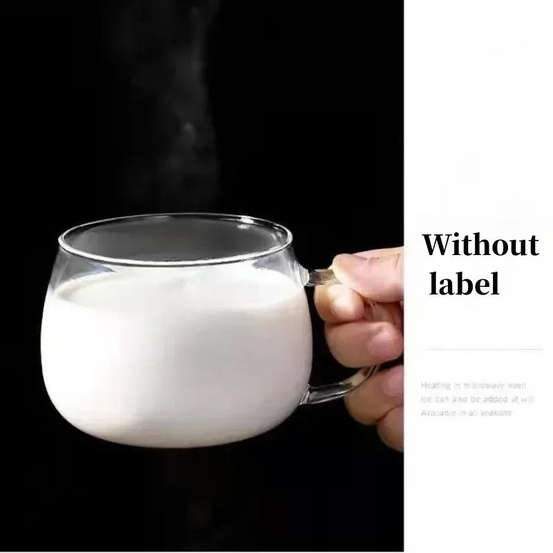 350ml Letter Printed Transparent Creative Glass Coffee Tea Mug Drinks Dessert Breakfast Milk Cup Glass Mugs Handle Drinkware