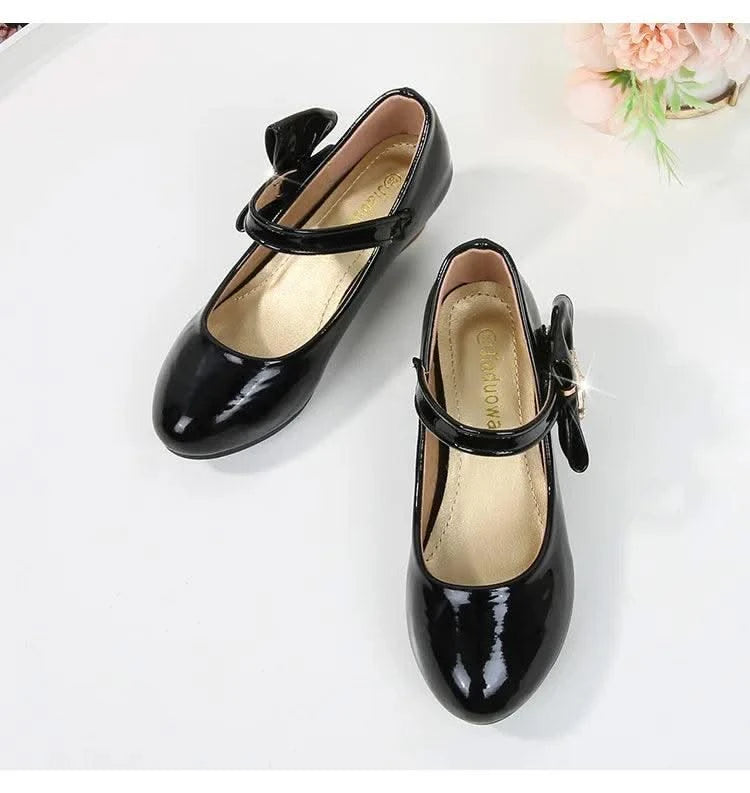 Children's Leather High Heels Shoes | Casual Soft Bottom Footwear Kids