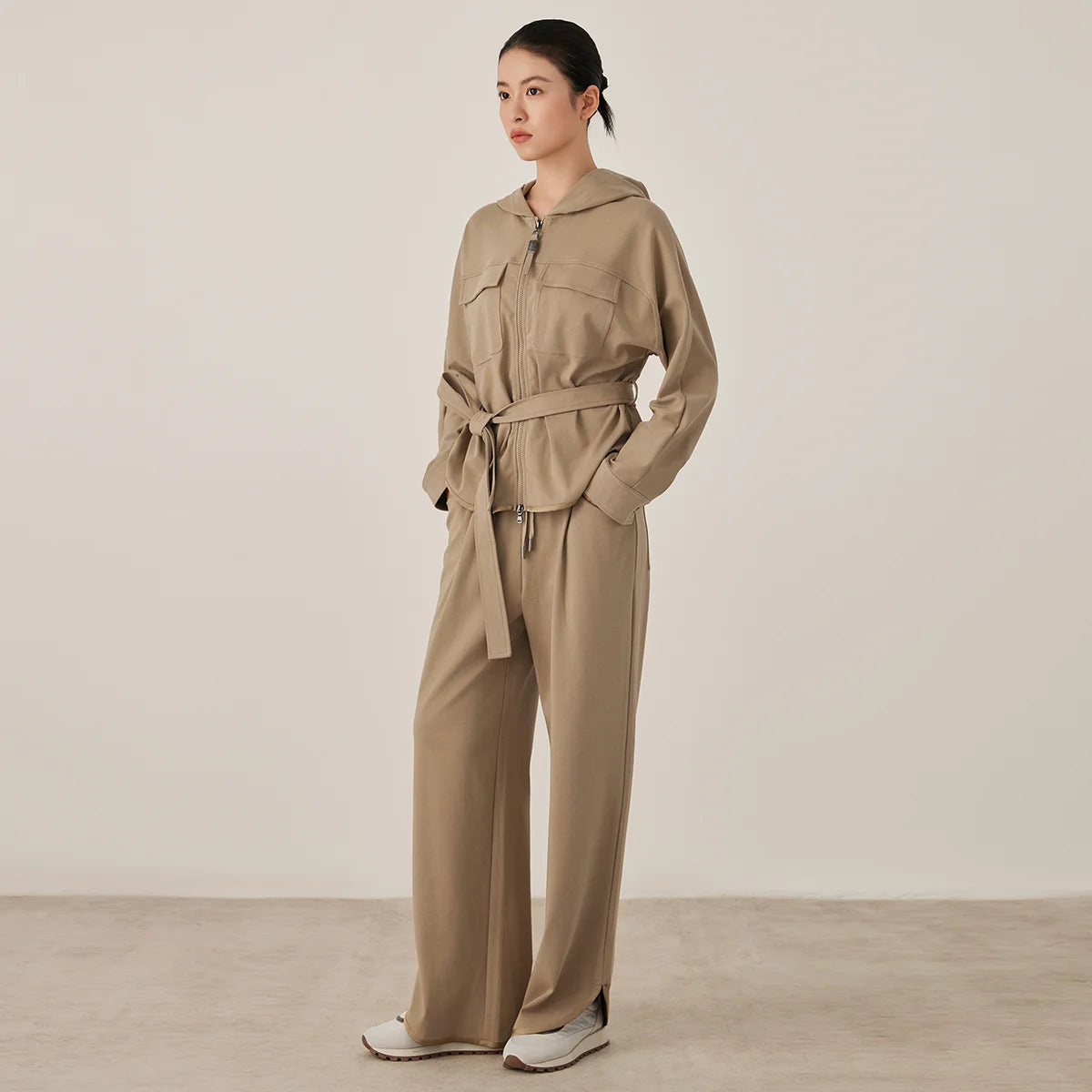 KL7523369 Women's Wide Leg Lounge Pants Cotton Blend Drawstring Waist Casual Fall Clothing