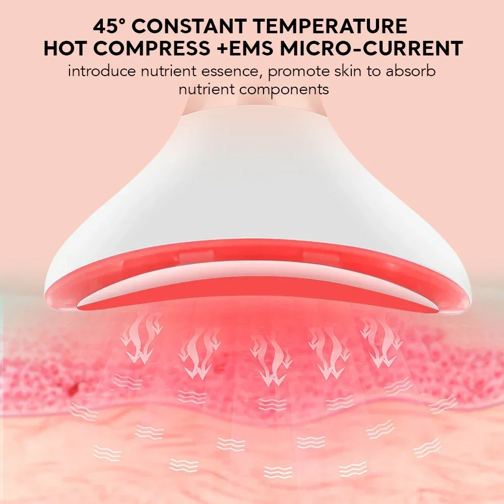LED three-color light neck facial lifting beauty device vibration massager skin tightening anti-wrinkle removal double chin