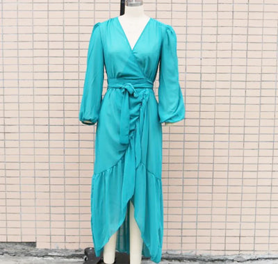 2024 New Lace Up Bikini Cover Ups for Women Maxi Dresses Solid Long Sleeve Beach Dress