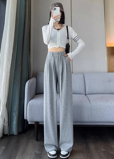 Wide Leg Pants for Women Long Cotton Woman Trousers Y2k Streetwear Trends 2024 One Size All Medium Original Xxl New In Elastic G