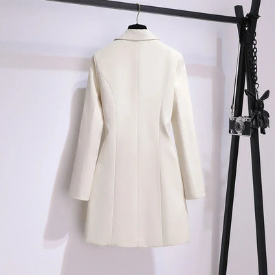 Blazer Women 2025 Spring New Fashion Women Clothing Suit Skirt Jacket Belt Waist Slim Suit Women Blazer Long Coat Black Blazers