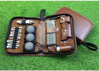 Golf tool kit, golf accessory kit, convenient to carry, multifunctional, large capacity storage leather bag
