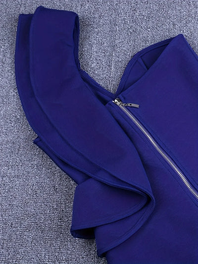 Blue Bandage Dress Women Midi Party Dress Bodycon Elegant Backless Sexy Evening Birthday Club Outfits Summer 2024