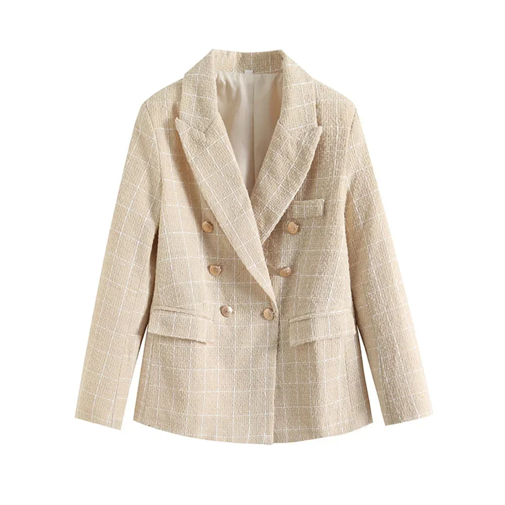 Green Double Breasted Women's Blazer, Beige, Black, Red Women Suit Jacket, Spring Vintage Female Coats