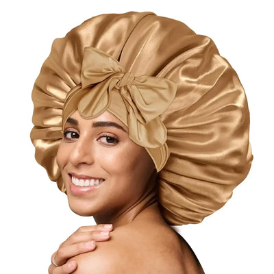 Silk Bonnet for sleeping Women Satin bonnet Hair Bonnet Night Sleep Cap Scarf wrap for Curly Hair with tie Band Black