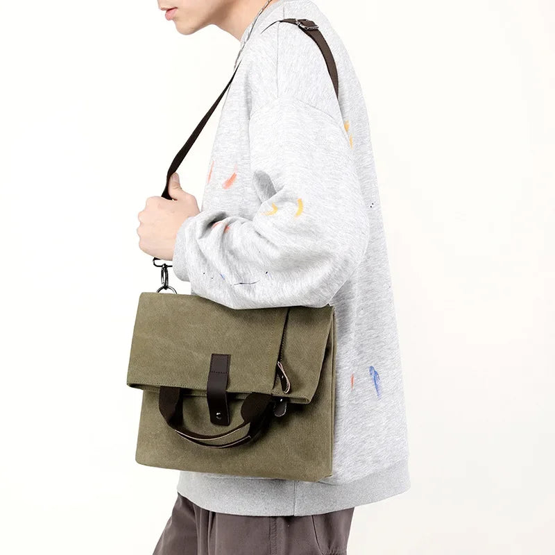 Men's Fashion Canvas Shoulder Bag Business Travel Crossbody bags Men Multifunctional Messenger Bags Briefcase Men Handbags Totes