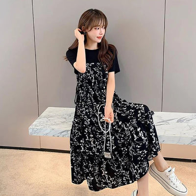 Women's Summer Dress Mid-Length Floral Printed Boho Casual Daily Chiffon Dress
