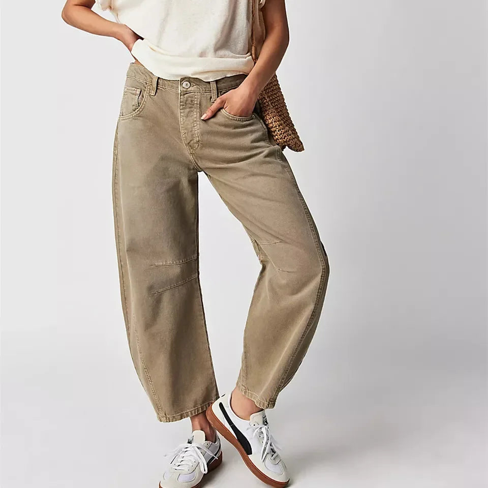 Hirigin Wide Leg Baggy Jeans Women Casual Loose Mid Waist Denim Pants 90s Boyfriend Denim Bloomers Girlfriend Barrel Jeans