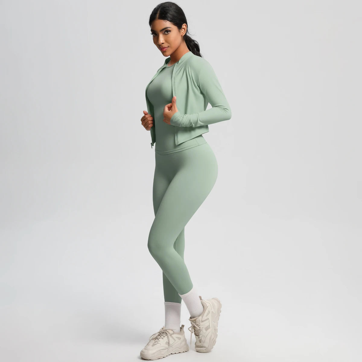 Women Sportswear Yoga Set Workout Clothes Athletic Wear Sports Gym Legging Fitness Top Long Sleeve Yoga Suit ﻿