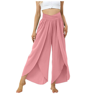 Women Wide Leg Pants High Waisted Yoga Hippie Casual Wear Boho Beach Palazzo Pants Women Jogging Trousers Korean Chiffon