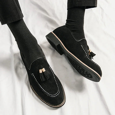 Luxury Designer Men Suede Tassels Blue Green Oxford Brogue Shoes Moccasins Wedding Prom Homecoming Party Footwear Zapatos Hombre