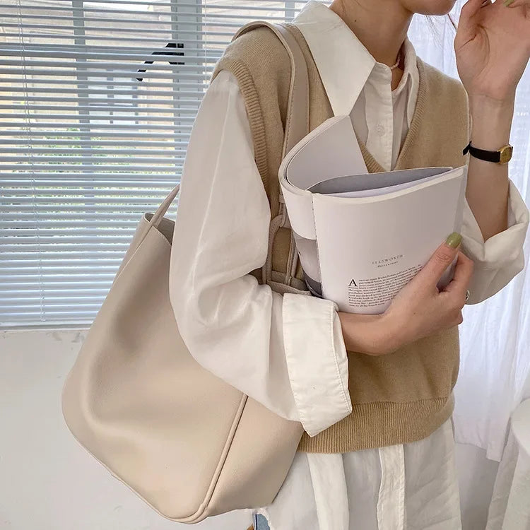 Luxury Tote Bag Woman 2025 Trend Large Capacity Female Shoulder Bag High Quality Leather Simple Designer Woman Handbag Purse