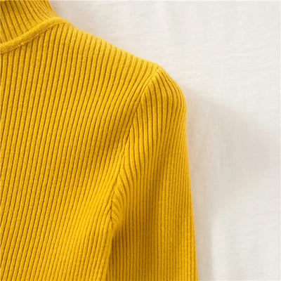 Mock Neck Clothes Knitted Woman Sweaters Pullovers Autumn Winter Basic Women's Jumper Slim Somen's Sweater Pull Long Sleeve