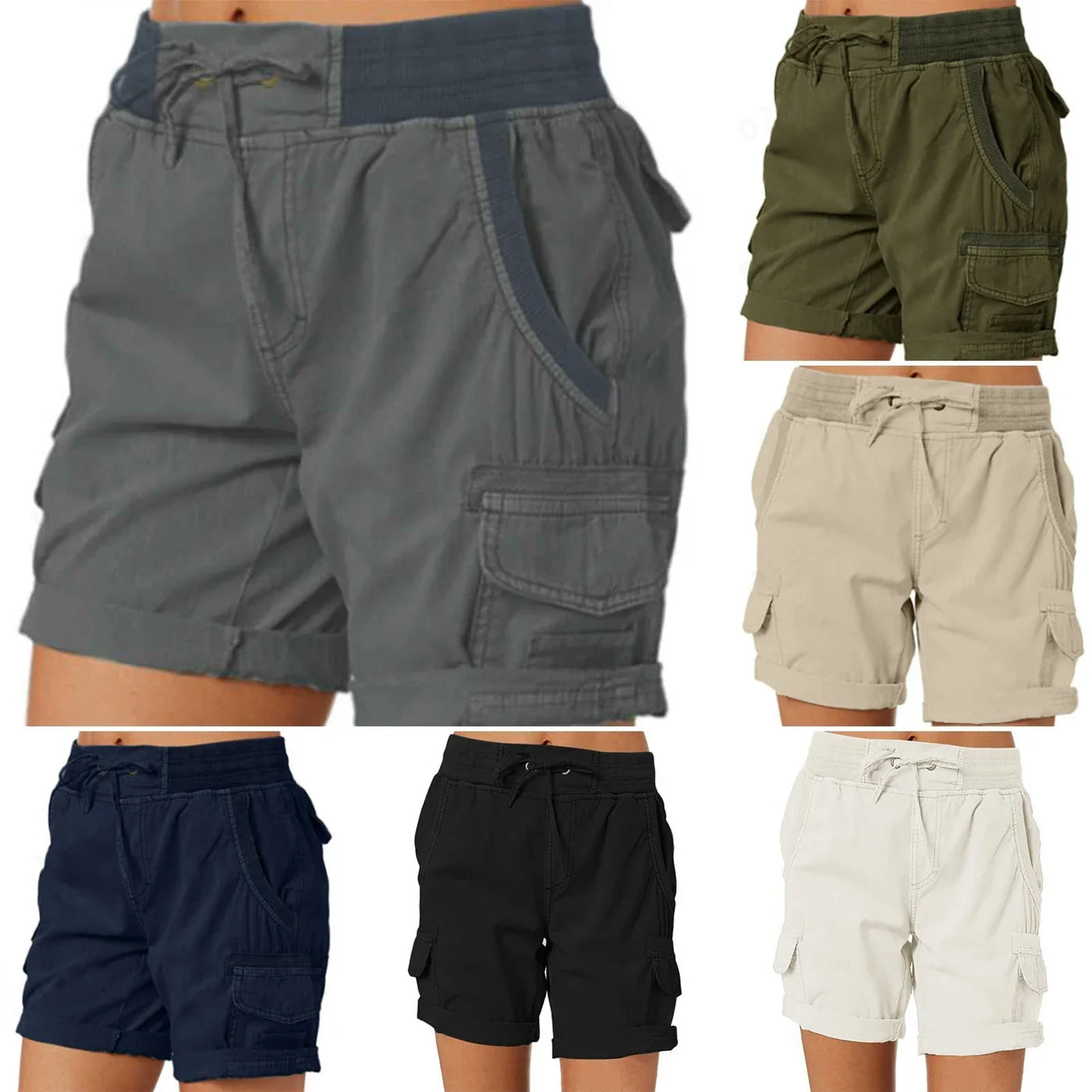 Women's Cargo Shorts Summer Multi Pockets Quick Dry Shorts Hiking Travel Golf Fishing Stretch Lightweight Female Shorts