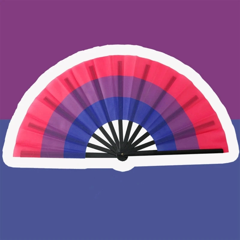 Folding Hand Fans Rainbows Fan Dance Decoration Hand Fans Summer Fan Perfect Props for Summer Music Festivals & Parties