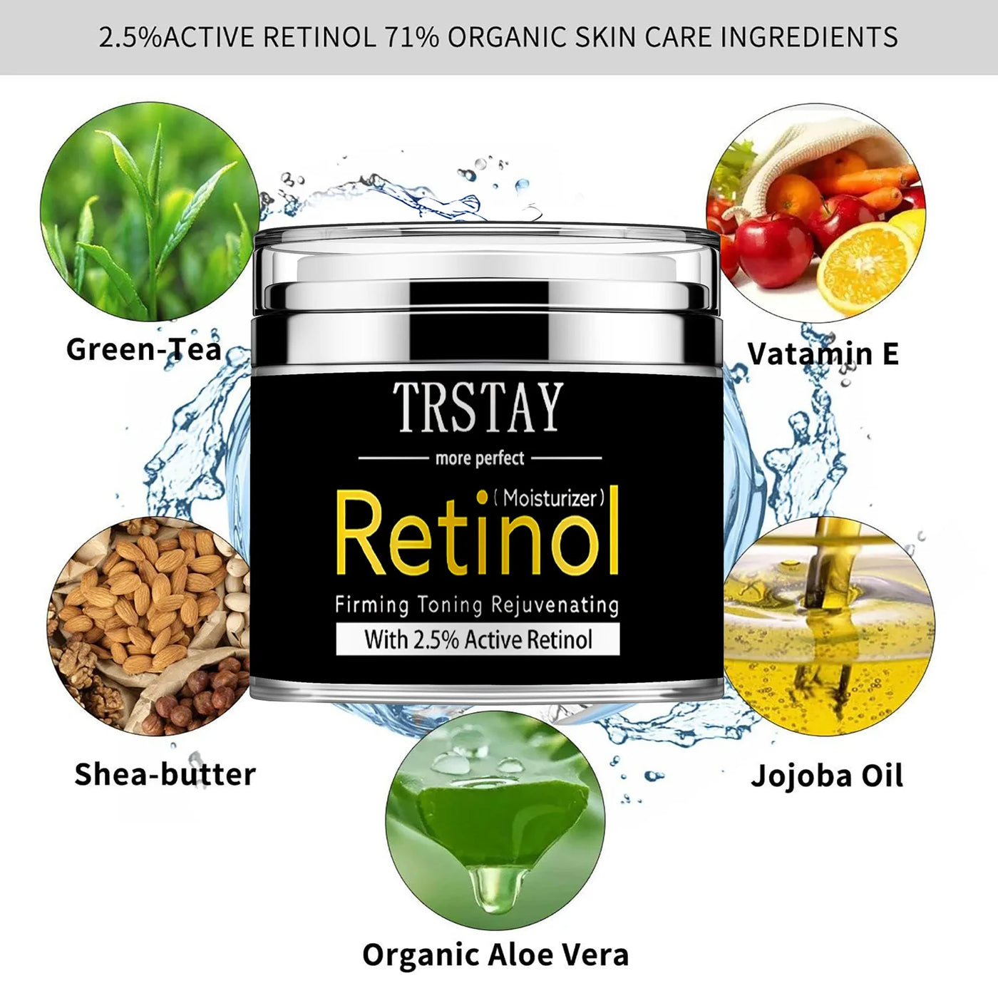 Retinol firming and refreshing face cream, mild and non irritating, smoothes wrinkles, reduces fine lines and makes skin soft
