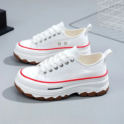 Fashion Designer Women Canvas Shoes Summer New High Platform Sneakers Female Casual Tennis Shoe Increase All-match Zapatos Mujer