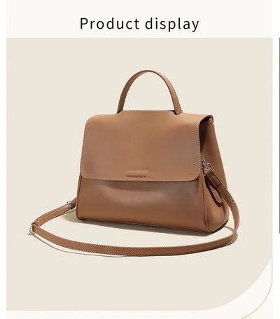 Women's Cowhide Genuine Leather Shoulder Bag Female Fashion Luxury Designer Handbags Ladies Commuting Large Capacity Bucket Bags