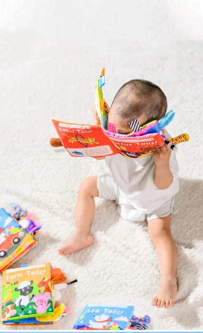 Montessori Education Baby Toys Busy Book Cartoon Animals Tail Interactive Parent-Child Fun Baby Cloth Book Baby Toys 0 6 Months