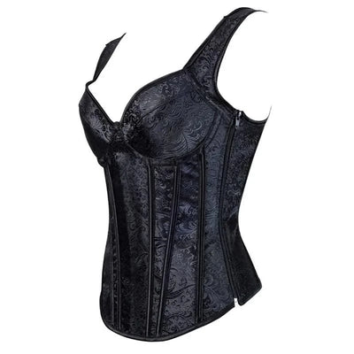 Women Corset with Straps Black Overbust