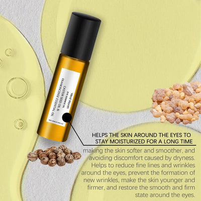 Castor Essential Oil Eye Roller Ball Reduce Fine Lines Removes Dark Circles Moisturizing Tightening Eyes Skin Firming Eye Care