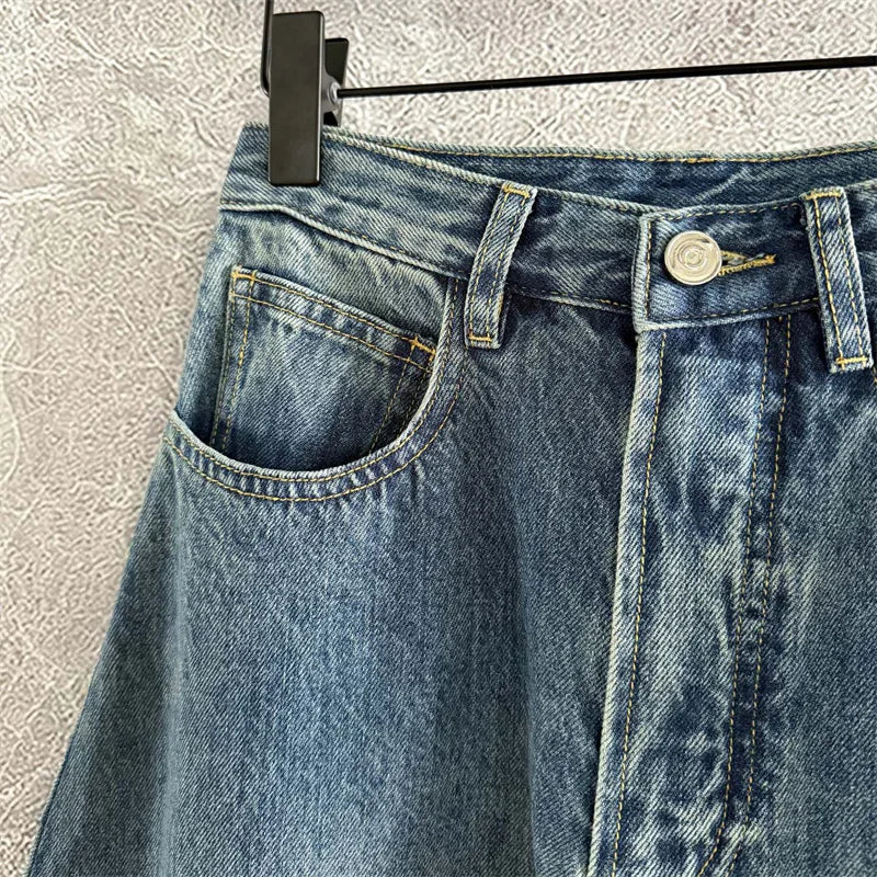 Women's pants 2025 autumn new high waisted slim women's jeans pure cotton straight leg pants  Wide leg pants curved knife jeans