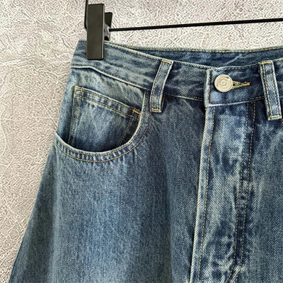 Women's pants 2025 autumn new high waisted slim women's jeans pure cotton straight leg pants  Wide leg pants curved knife jeans