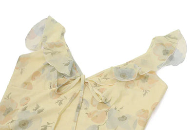 WhereMery Fashion Women Floral Printed Maxi Dresses Sexy Lady Off Shoulder Backless Ruffle Halter Dress Elegant Summer Vestidos