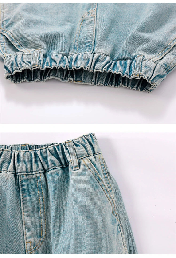 High Quality Luxury Kids Designer Jeans Pants for Children Boy Loose Straight Stylish Denim Trousers 4 5 6 7 8 9 10 11 12 13 14Y