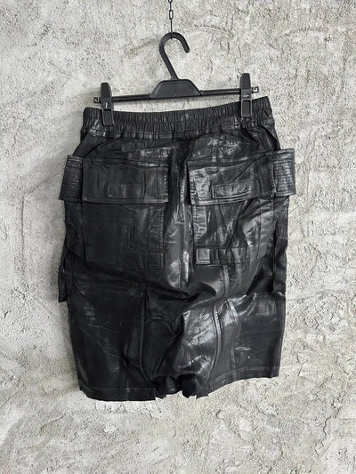 Owen Seak Men Oil Wax Jeans Short Denim Casual Cotton Gothic Men's Clothing Summer Knee Length Loose Black Short
