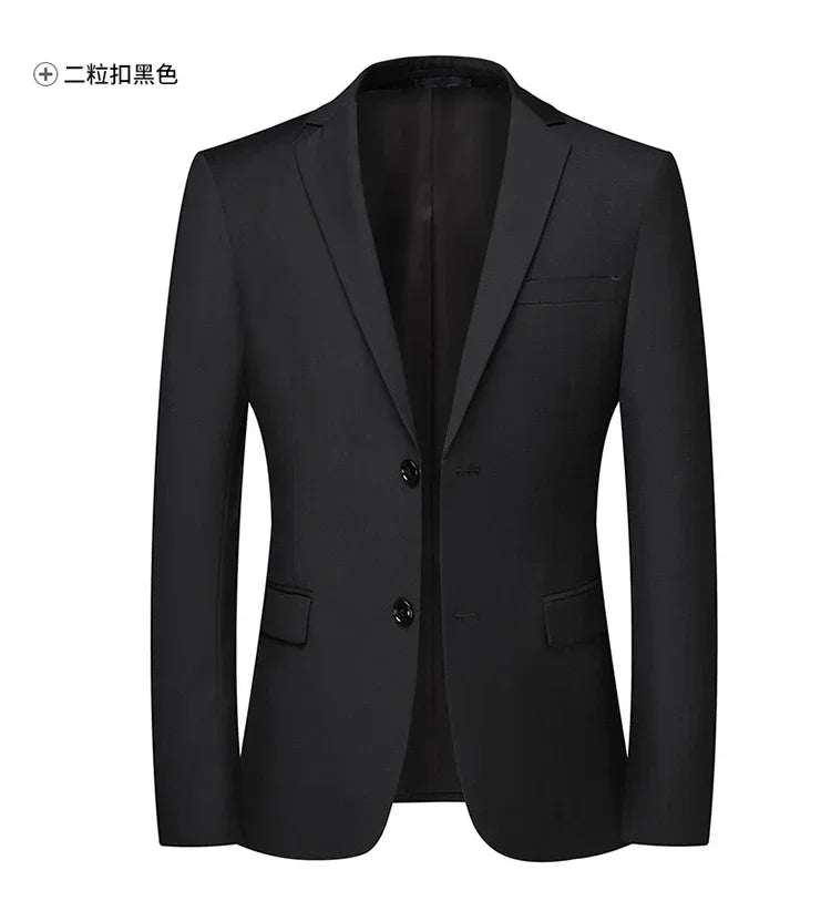 2025 Blazer New Men's Fashion Business Solid Color British Style Professional Work Groom Wedding Dress Best Man Blazer Jacket