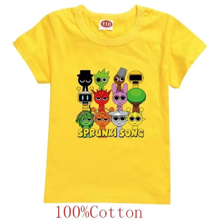 Camisas Sprunki Incredibox Figuras Kids Game Sprunky Tshirt Boys Short Sleeve Tops Girls Cartoon Clothes Children Summer Clothes