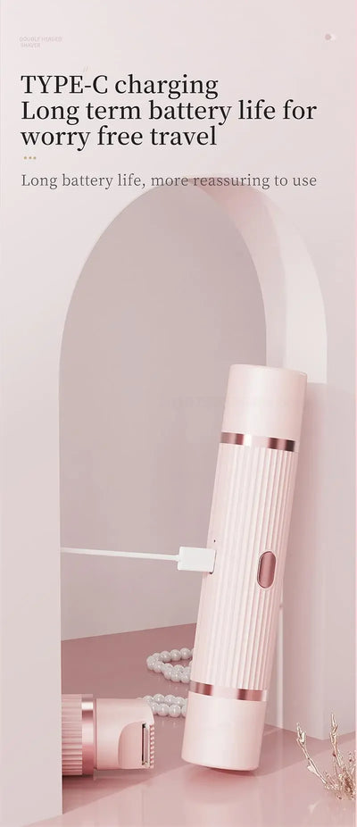 Women Epilator Dual Head Facial Electric Razor Body Shaver for Shaving Bikini Trimmer Area Leg Waterproof Female Hair Removal