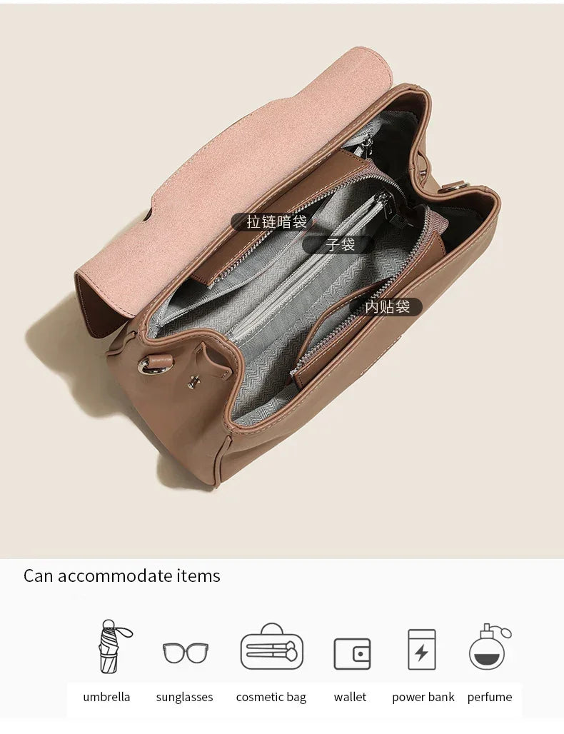 Women's Cowhide Genuine Leather Shoulder Bag Female Fashion Luxury Designer Handbags Ladies Commuting Large Capacity Bucket Bags