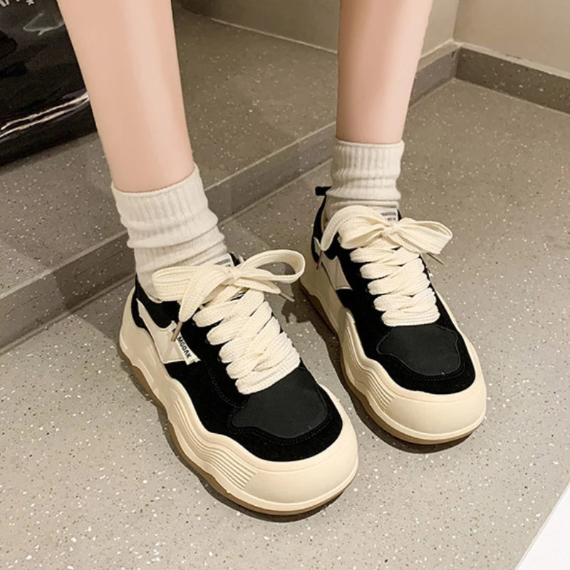Women New Fashion Sneakers Autumn Casual Brand Shoes Woman Thick Soled Canvas Platform Designer Women Light Flat Versatile Shoes