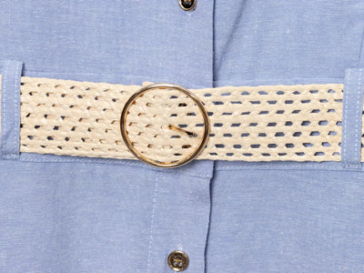Women's Midi Dresses New Summer 2025 Blue Sleeveless Blend Midi Dress Belt Linen Blended Midi Dress Casual V Neck Dress