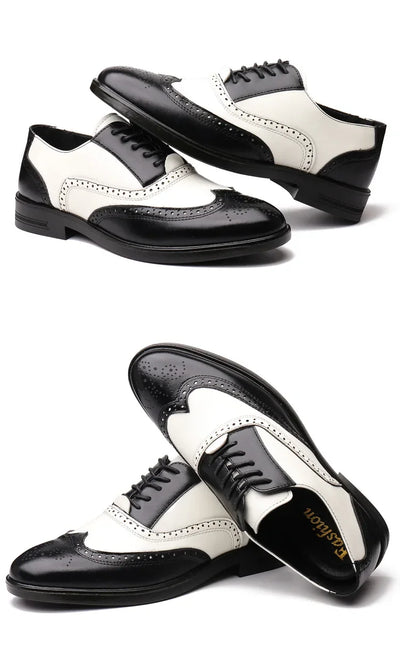 Retro Men's Oxford Shoes Fashion Block Carved Casual Shoes Social Shoes Male Business Dress Leather Shoe Zapatos Para Hombres