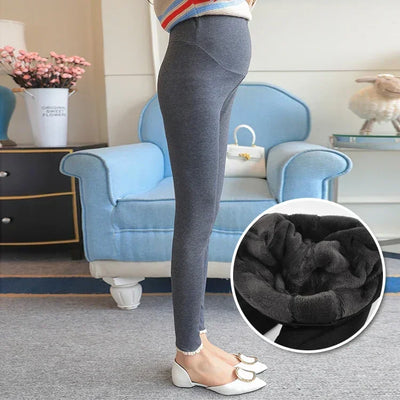 Autumn Winter Women's Clothing Maternity Clothes Pregnancy Leggings Thickened with Velvet Pregnant Women Trousers Warm Pants