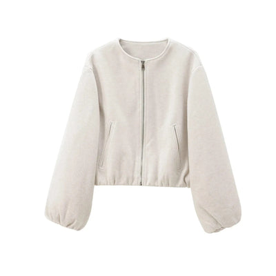 Zipper Bomber Jackets for Women Soft Cropped Long Sleeve Sports