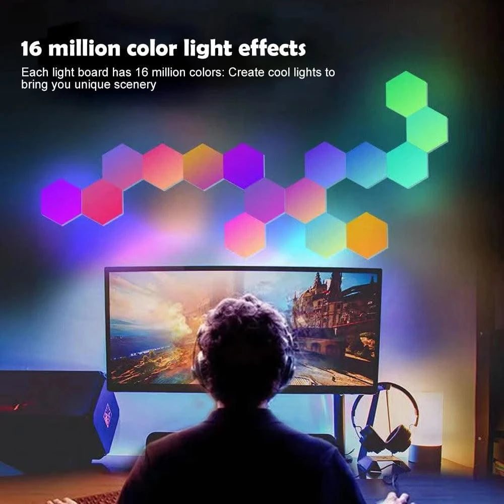 RGB Hexagonal Quantum Lamp LED Smart Wall Light Panels APP Remote Control Ambient Night Light DIY Shape Game Room Decor