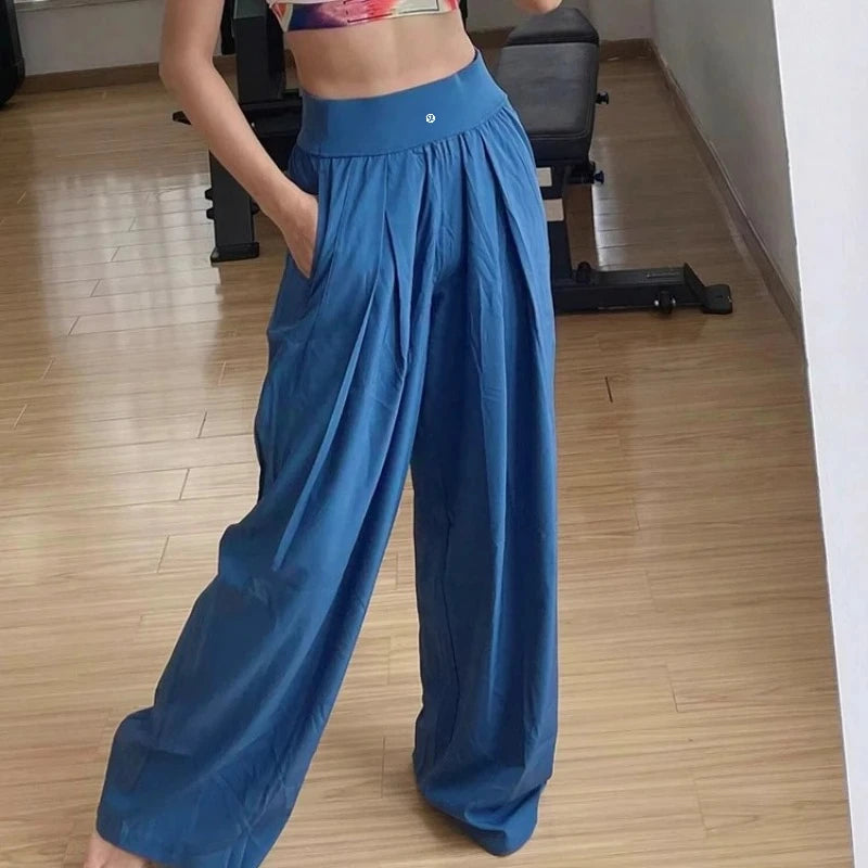 High-waisted wide-leg pants women summer new running yoga fitness pants