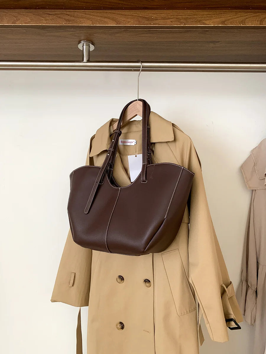 Designer Large Capacity Women Handbag Single Shoulder Portable Shopping Bag Luxury Leather Ladies Commuter Underarm Totes Bag