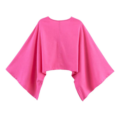 2025 new women's clothing European and American style fashionable linen western style asymmetrical V-neck design linen top