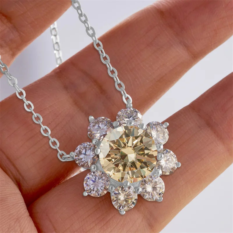 Total 9 carat  Moissanite Solitaire Drop Necklaces Silver Pendant Original Real 925 Silver Chain Jewelry for Women