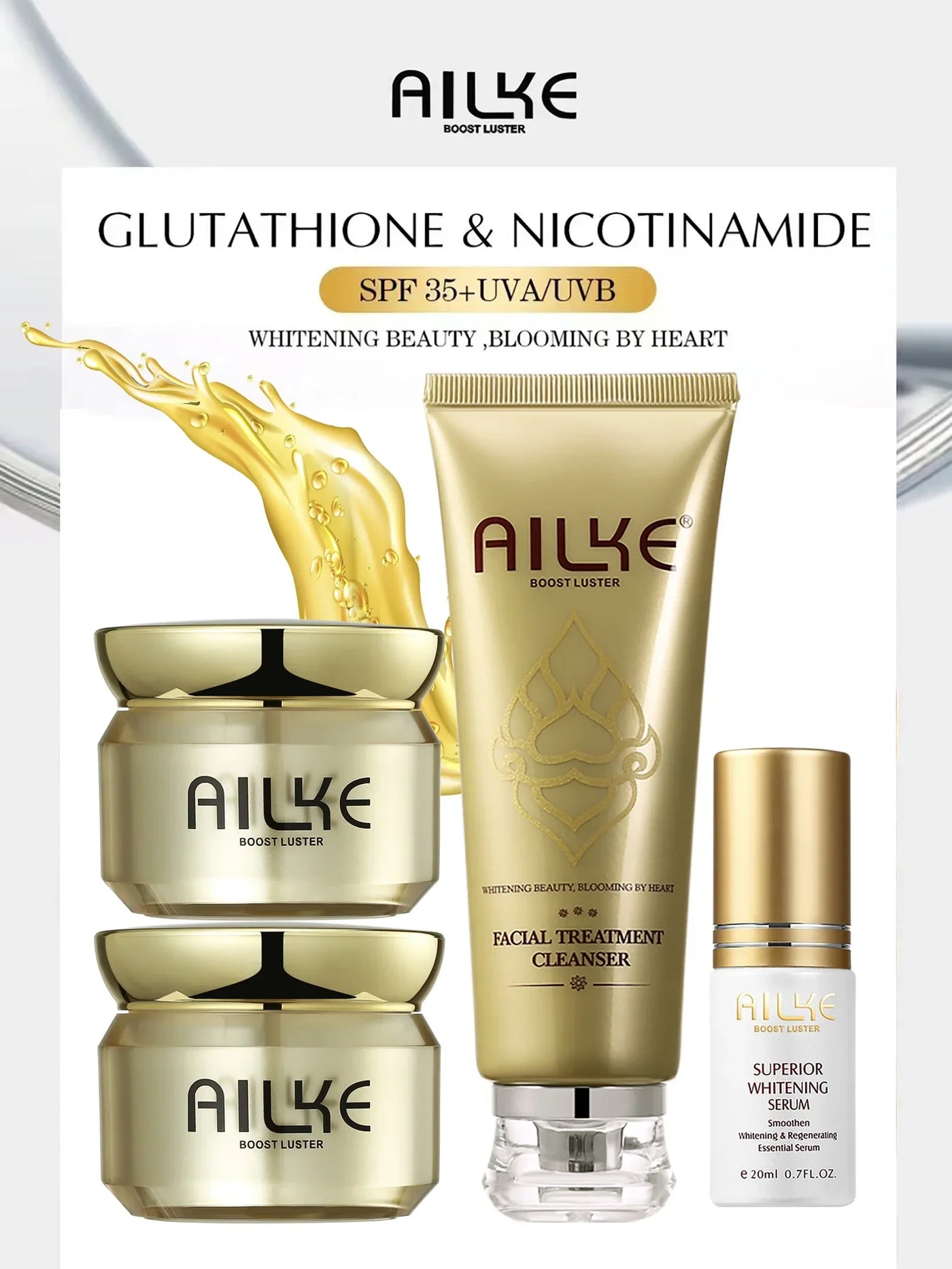 AILKE Dark Spots Corrector, Whitening Hydration Facial Cream, With Spf35, Even Skin Tone, Anti-Sunburn Face Care Set for Women