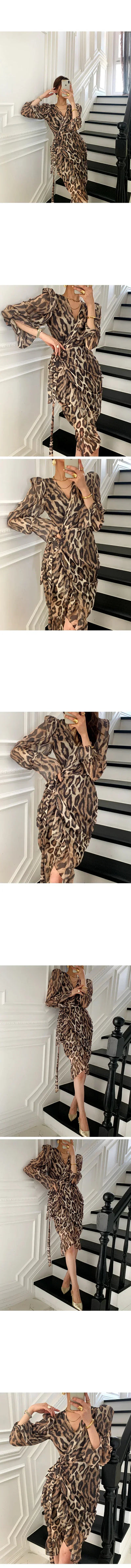 New Fashion Leopard Print Casual Dresses for Women Sexy V-Neck Chicly Lace-Up Slim Waist Basic Long Sleeve Simple Female Dresses